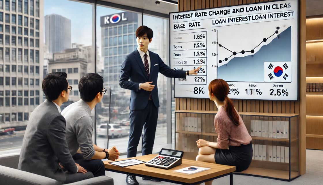 기준금리와 대출 이자율 변동 관계를 설명하는 도표